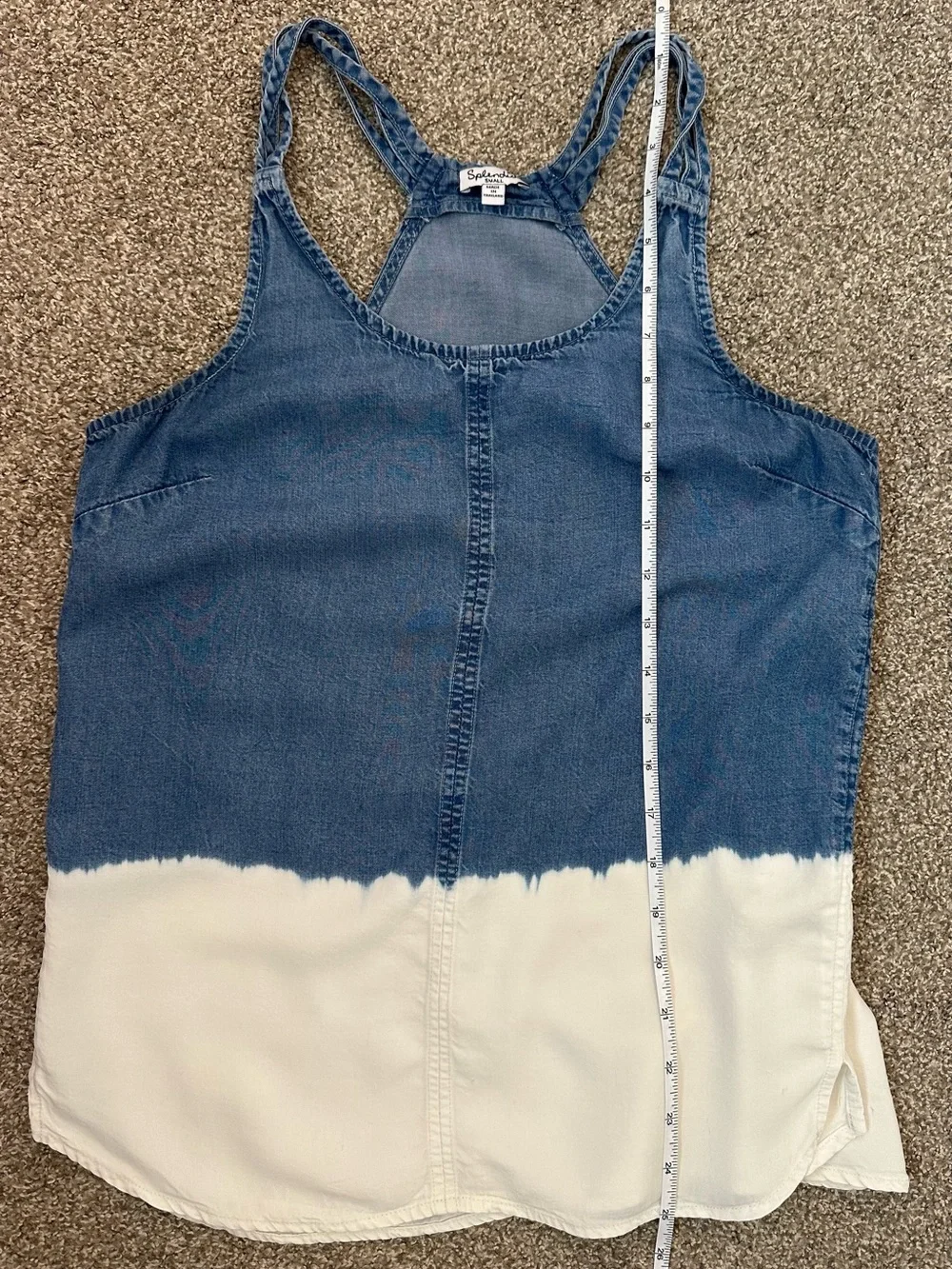 Splendid Tank Top Blue White Dip Dye Chambray Women’s Small Strappy Coastal Soft